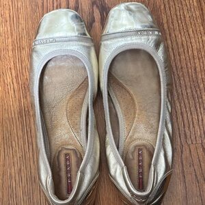 Prada Metallic Gold Women's Flats